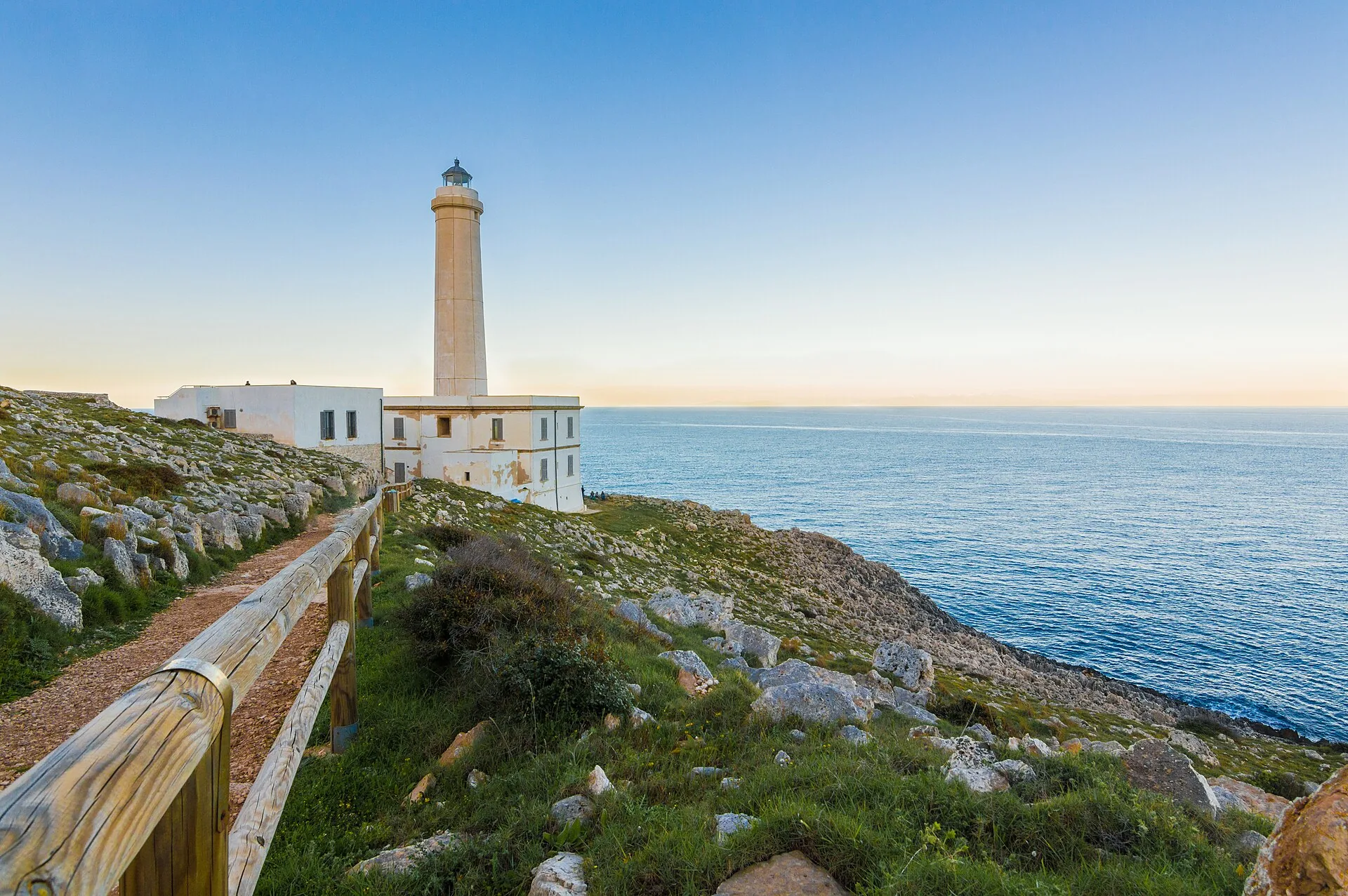 Scogliera della costa adriatica salentina con macchia mediterranea in fiore